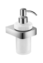 Dispenser Sapone Liquido in Zinco Cromato con Erogatore, Supporto e Cristallo Satinato della Serie Concept